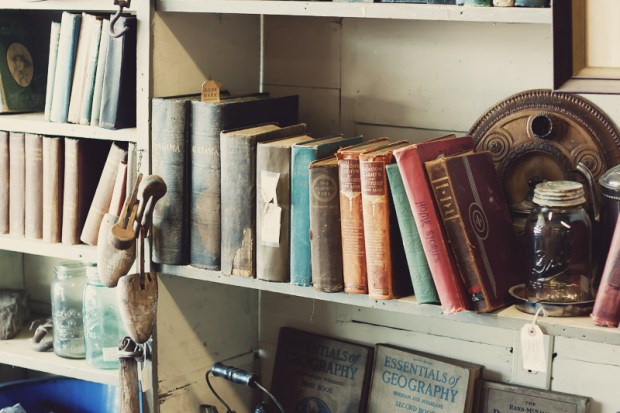 Old books on a bookshelf